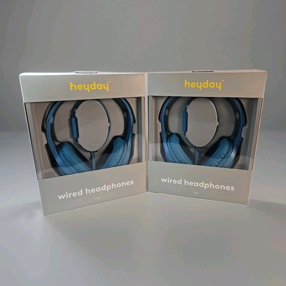 Heyday Wired On-Ear Padded Headphones Built In Microphone ~ Blue ~ Lot of 2